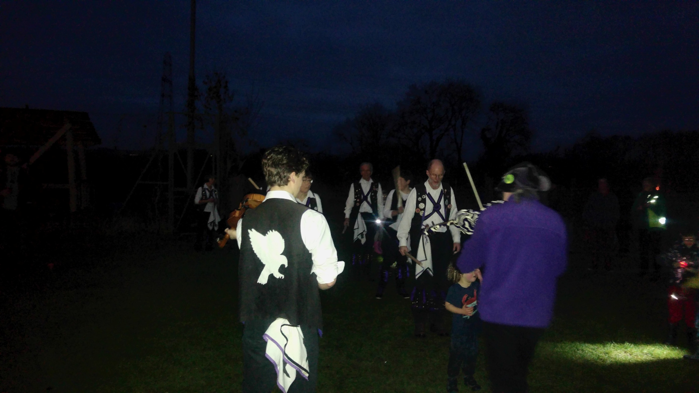 About to dance Constant Billy in the gloaming at the Hogacre Wassail.