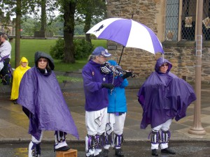 Musicians just love it when it rains, Durham.