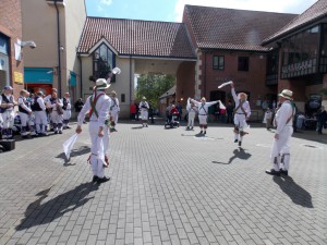 The sun shines on the Winchester Morris Men at Chippenham.