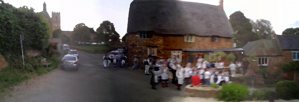 Oilified rendering of a scene at the Stag's Head, Swalcliffe.