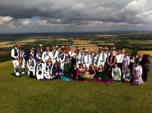 All sides dancing at the White Horse at Uffington.